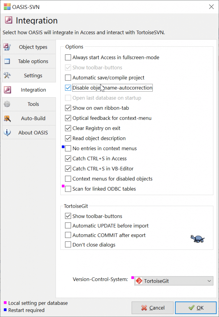 Using OASIS-SVN and git for Access source code control