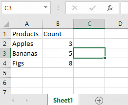 Sample spreadsheet to be opened by Access