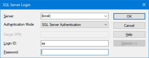 Prompt to complete missing information from the OLEDB connection that was built